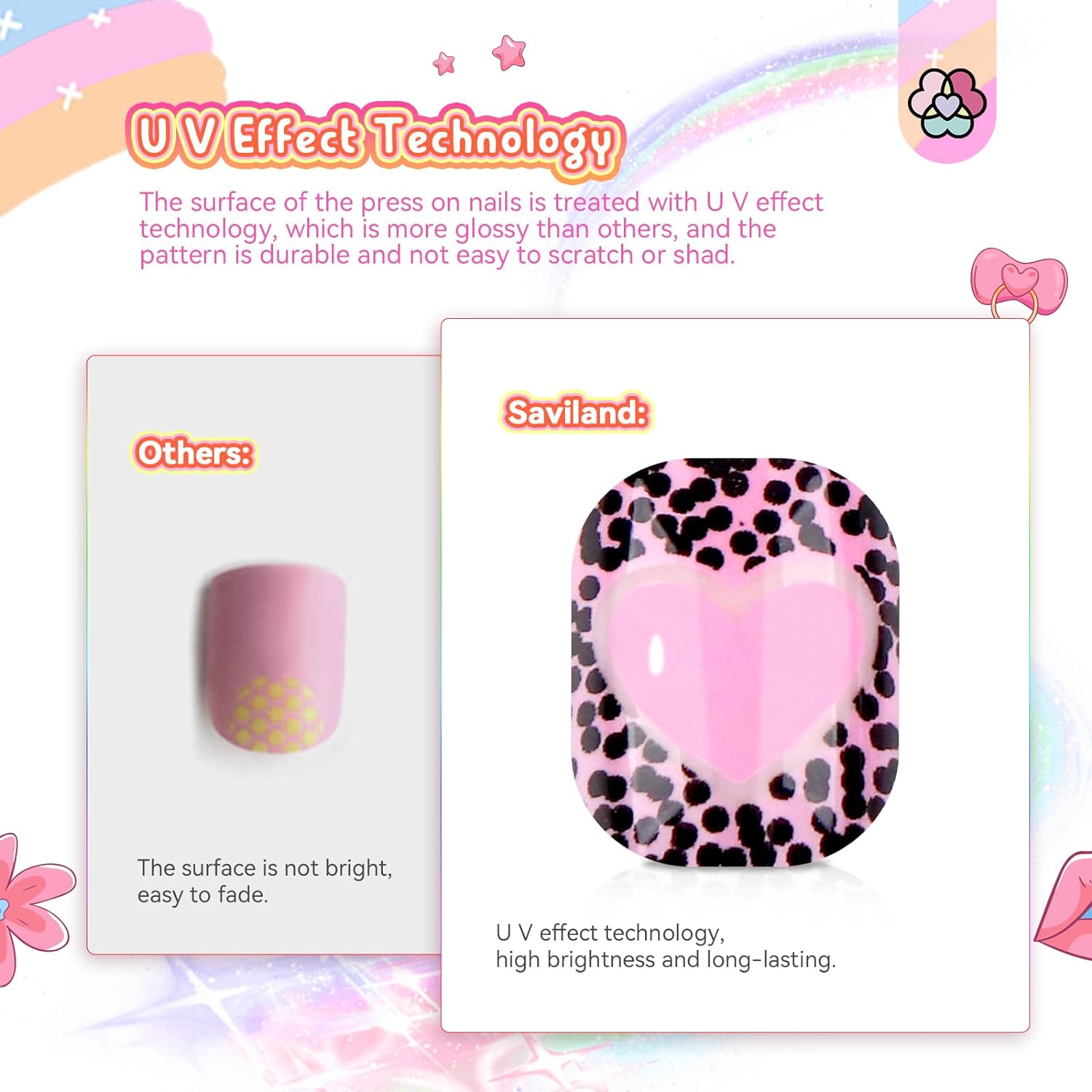 Kids Press-On Nails Set with Cute Colorful Designs (Ships to US Only)