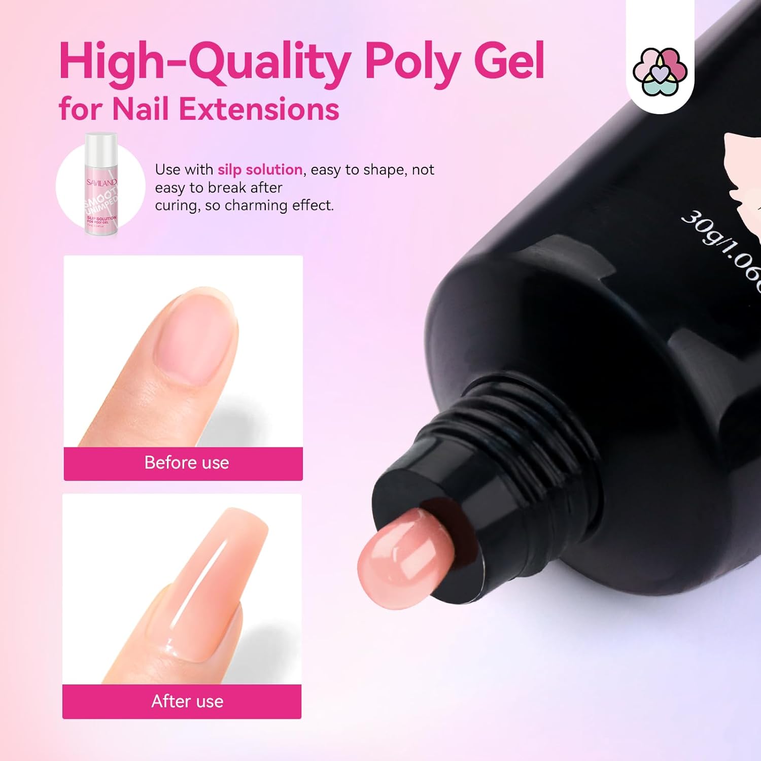 Crystal Clear Poly Gel for Strong Natural Nail Extensions