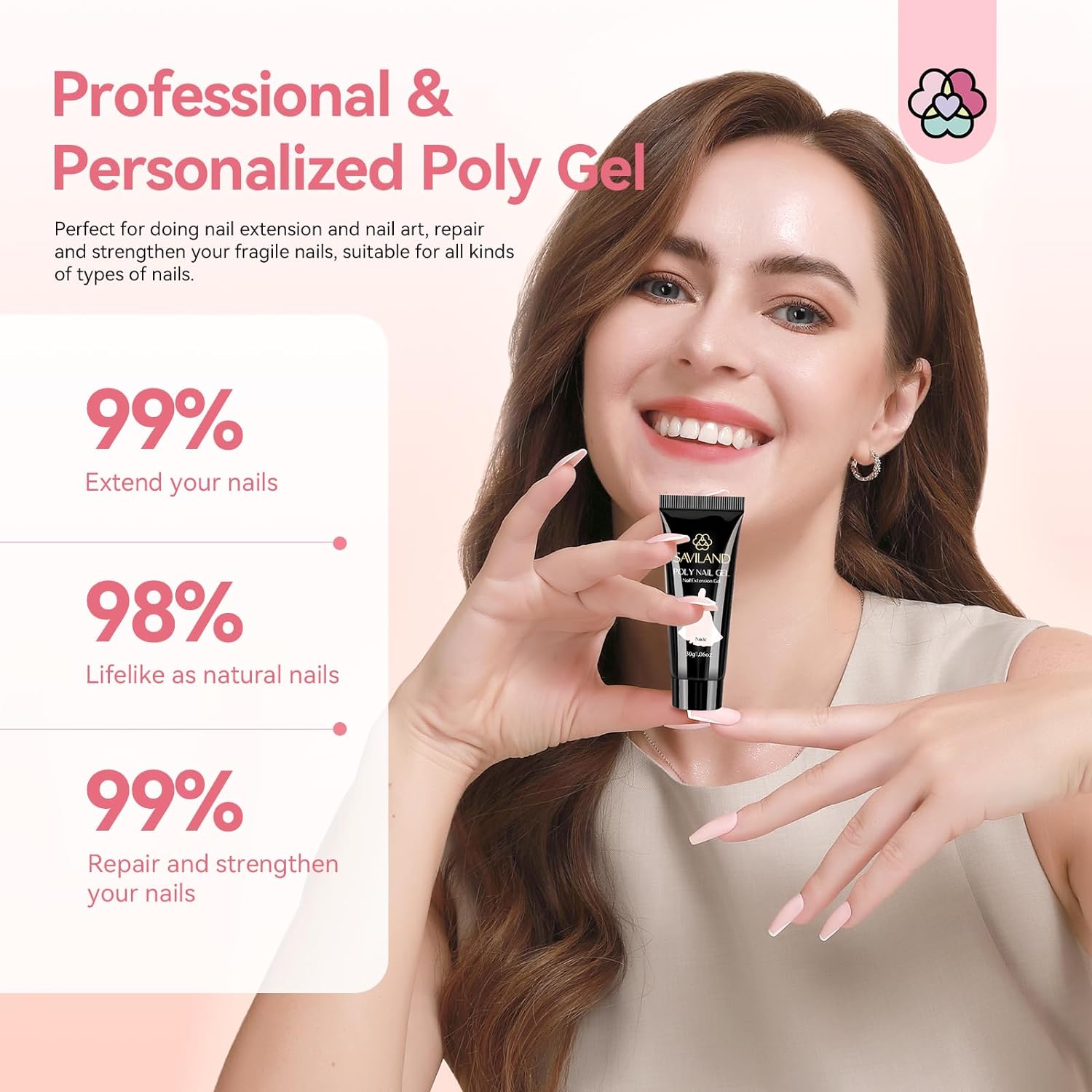 Crystal Clear Poly Gel for Strong Natural Nail Extensions