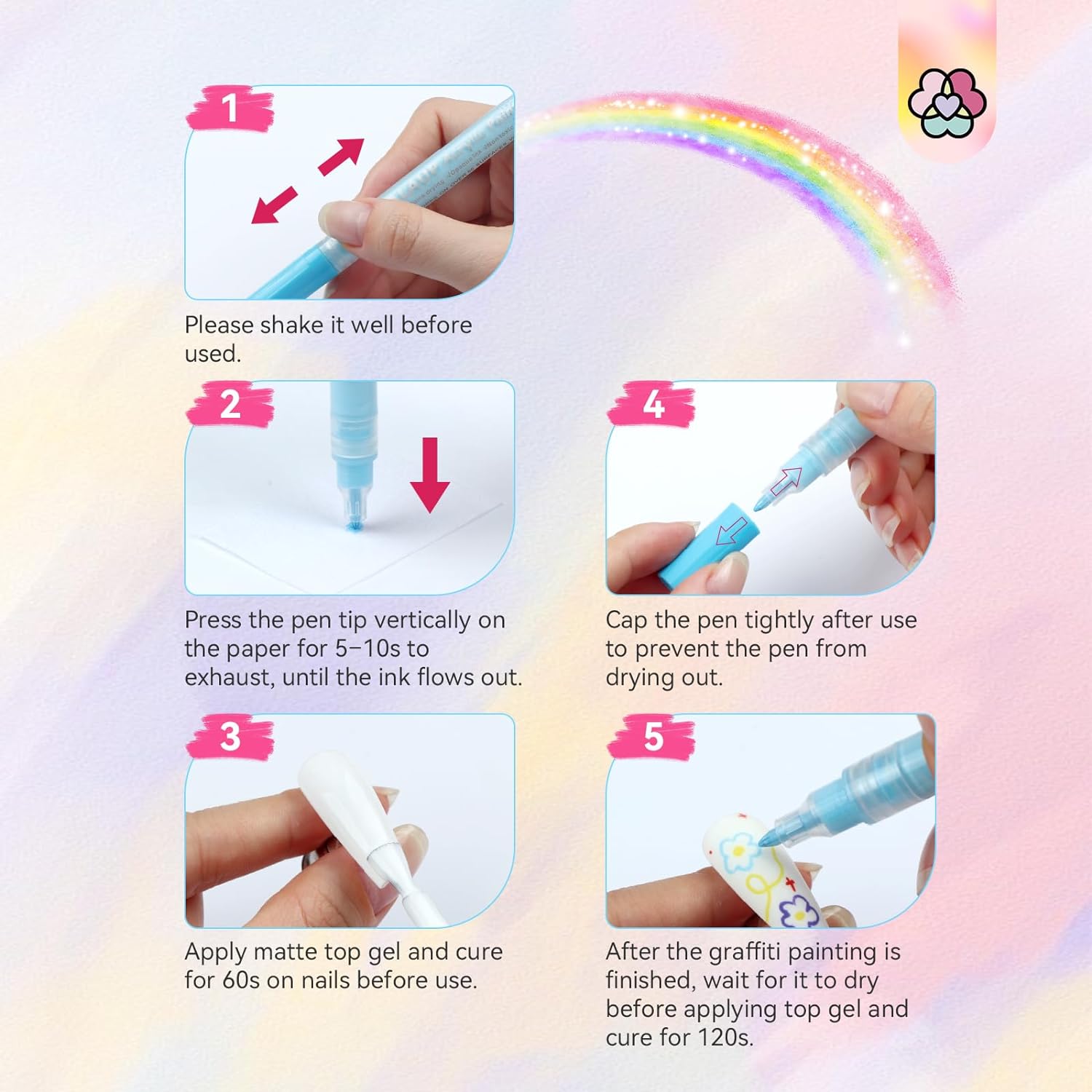 12 Colors 3D Nail Art Pens for Creative Nail Designs (Ships to US Only)