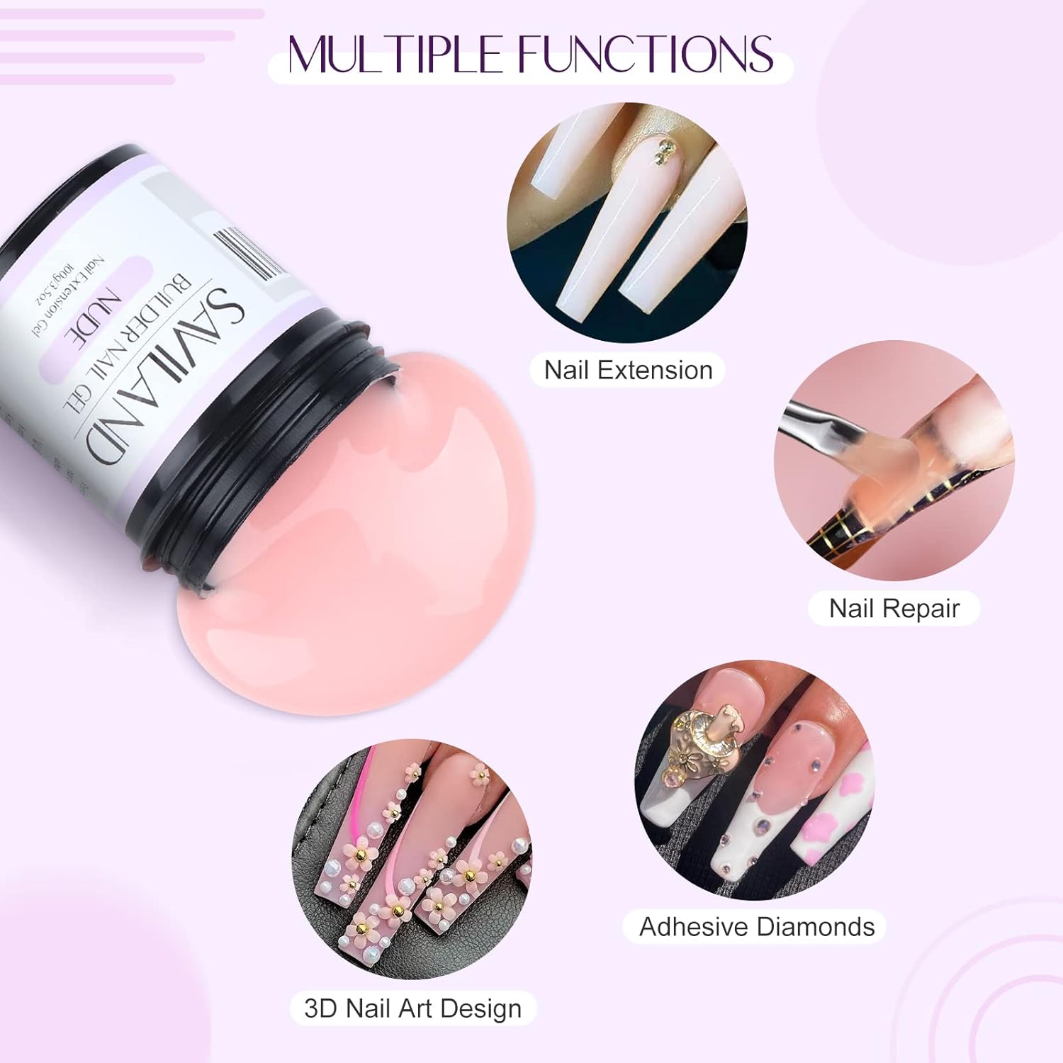 Large 100g Nude Builder Gel for Strong Nail Extensions &amp; Repair