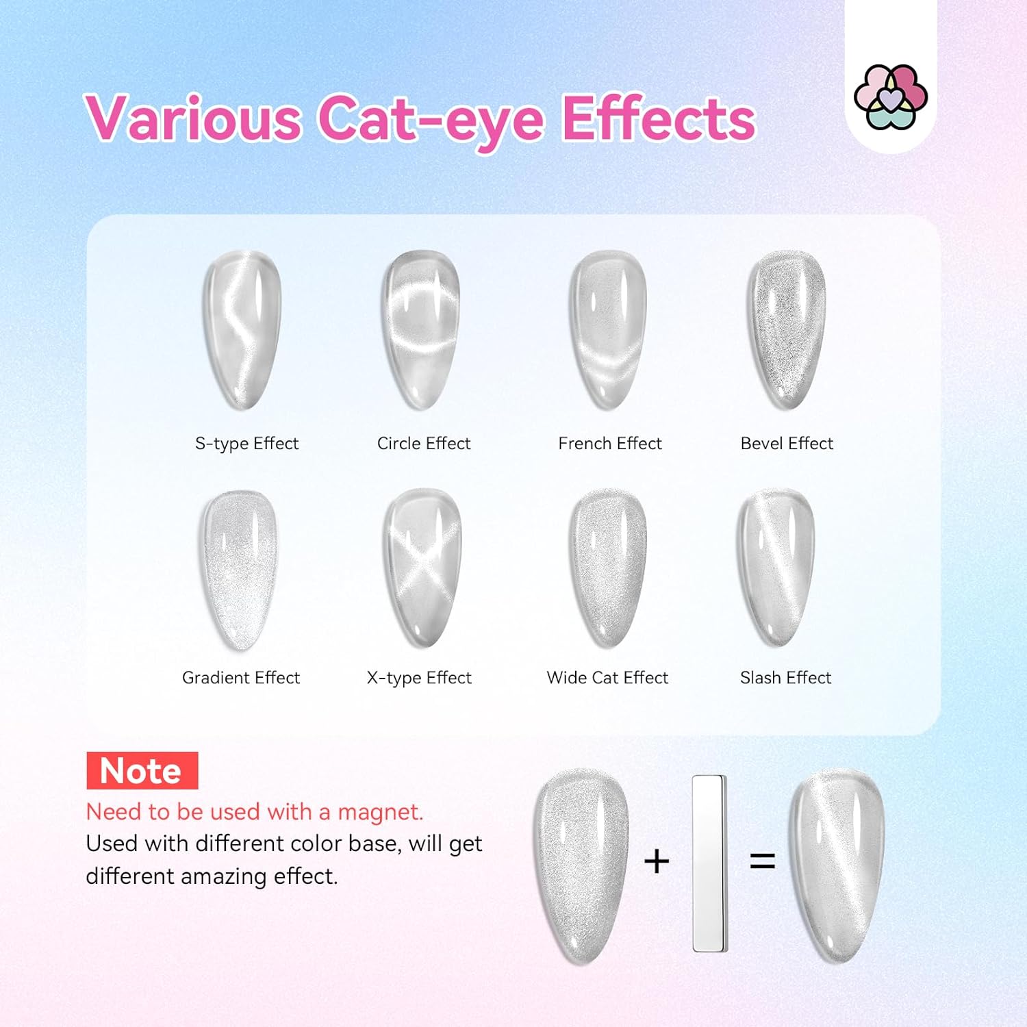 Glitter Silver Cat Eye Gel Nail Polish 15ml
