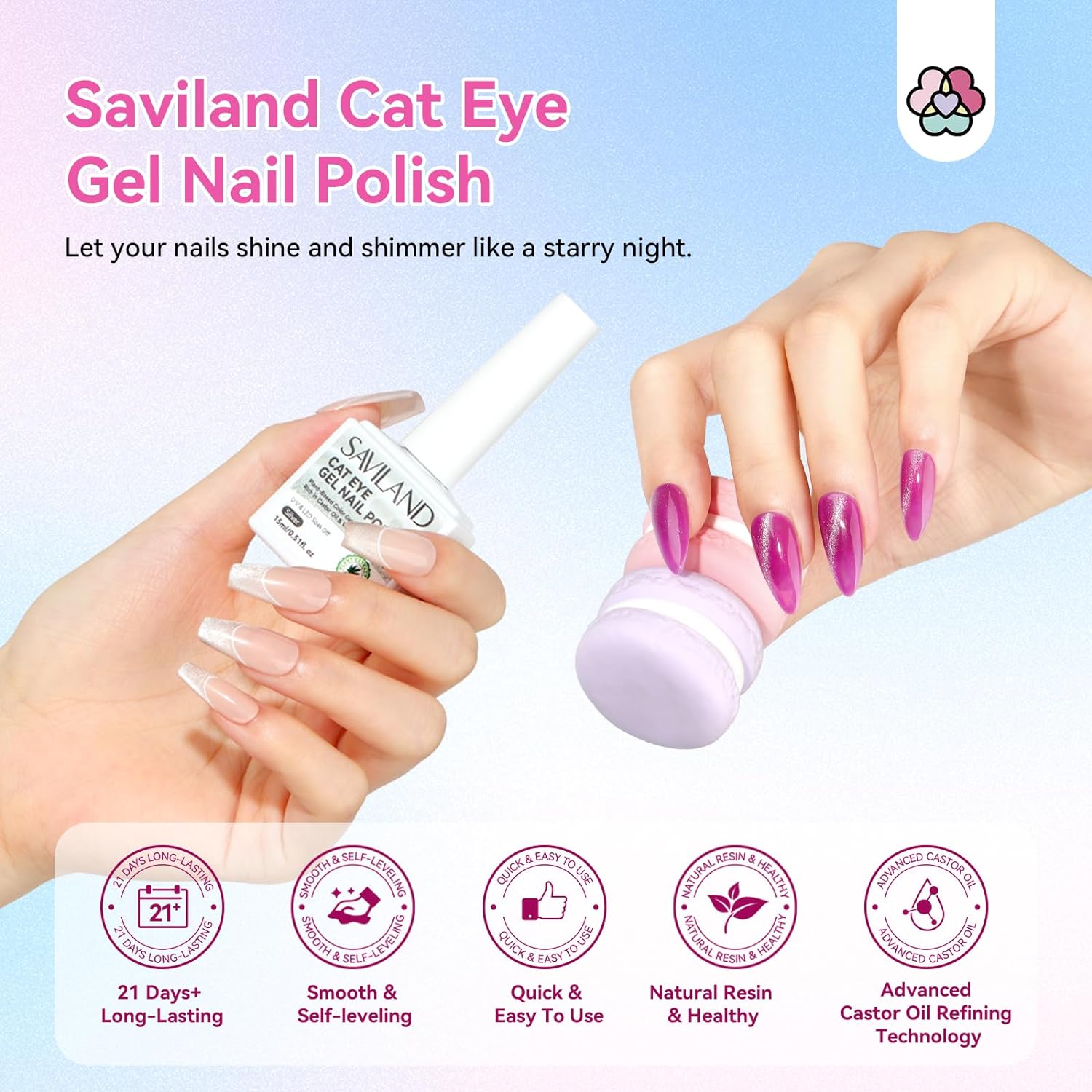 Glitter Silver Cat Eye Gel Nail Polish 15ml