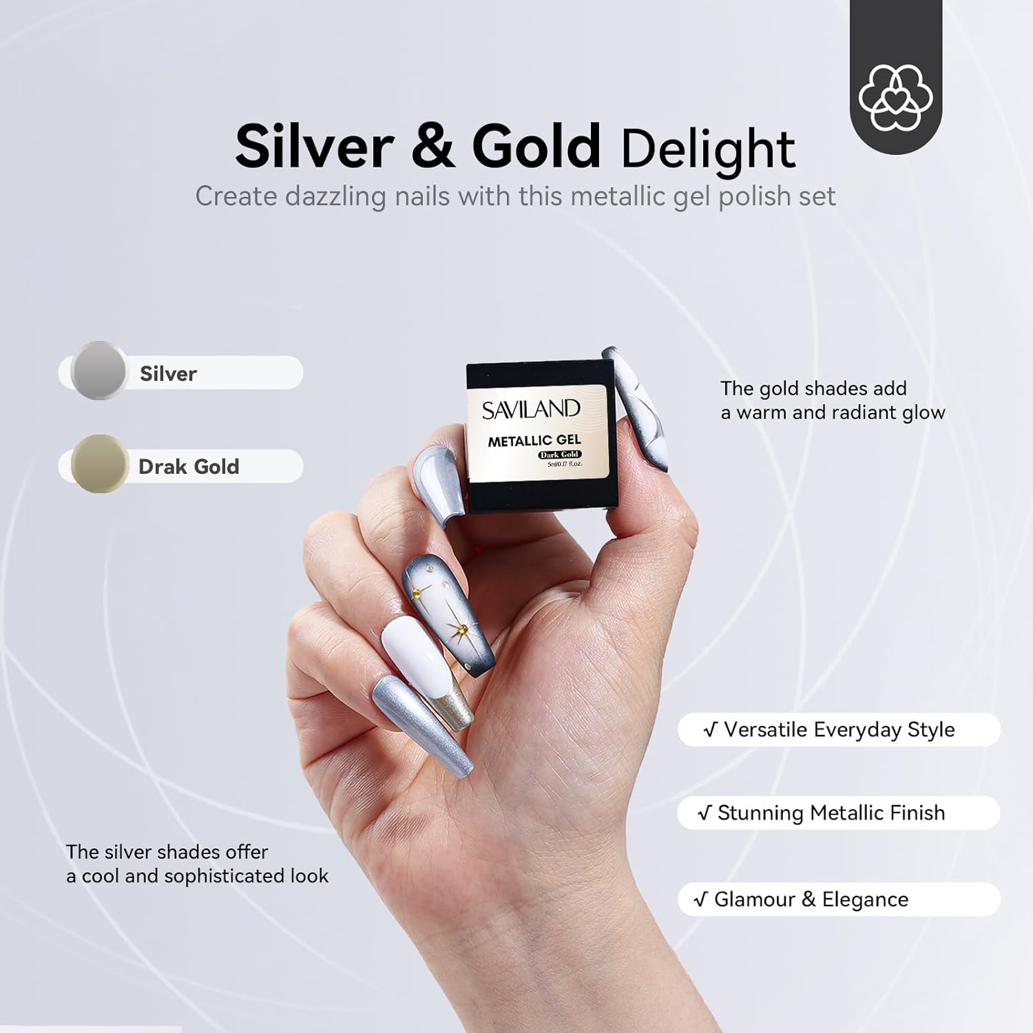 Silver &amp; Gold Chrome Gel Polish Set