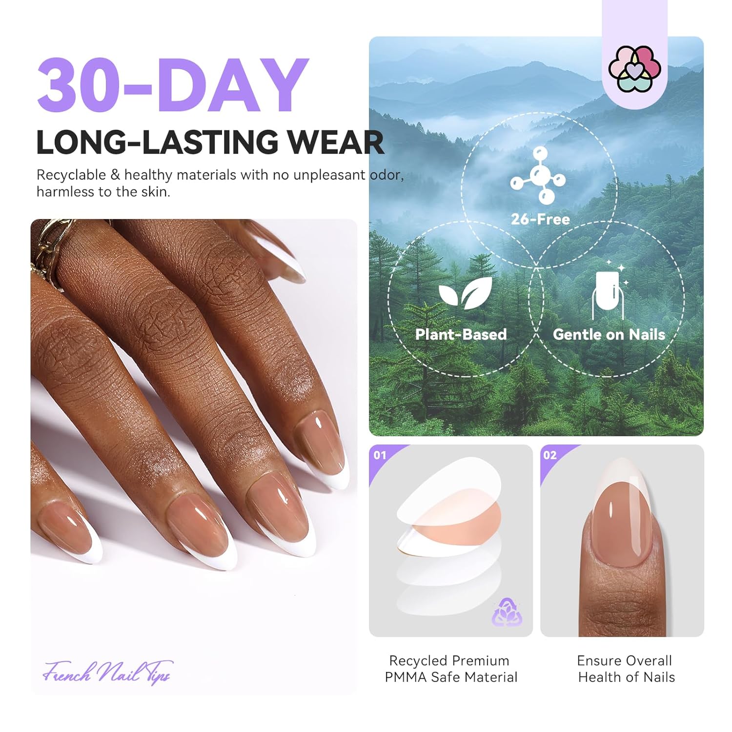 Short Almond French Press On Nails (Ships to US Only)
