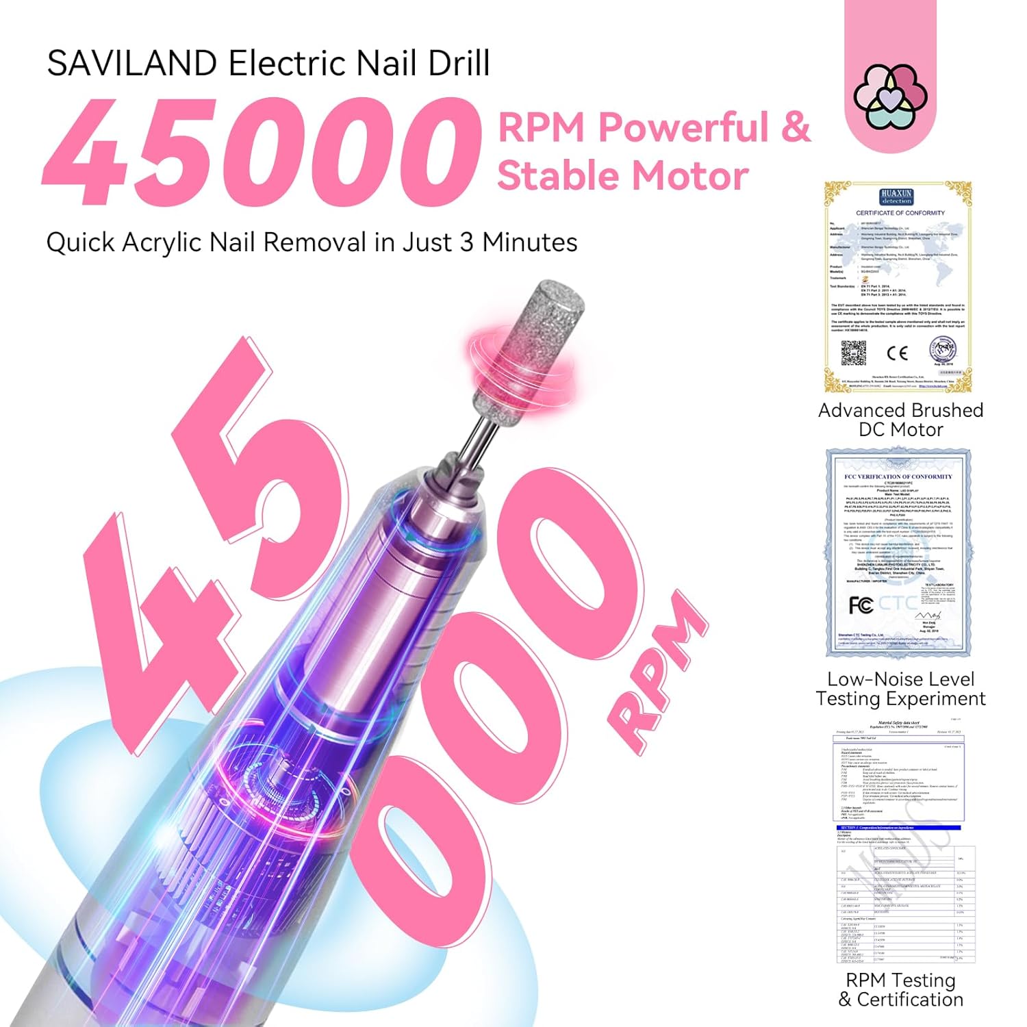 45000RPM Professional Nail Drill for Acrylic Nails