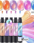 6 Caramel Cat Eye Gel Pens for Soft Neutral Nails