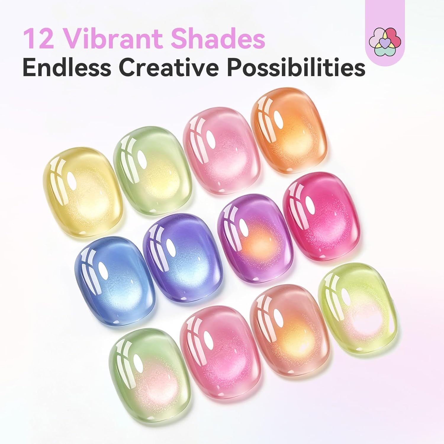 12 Jelly Cat Eye Gel Pens with Glossy Magnetic Effects