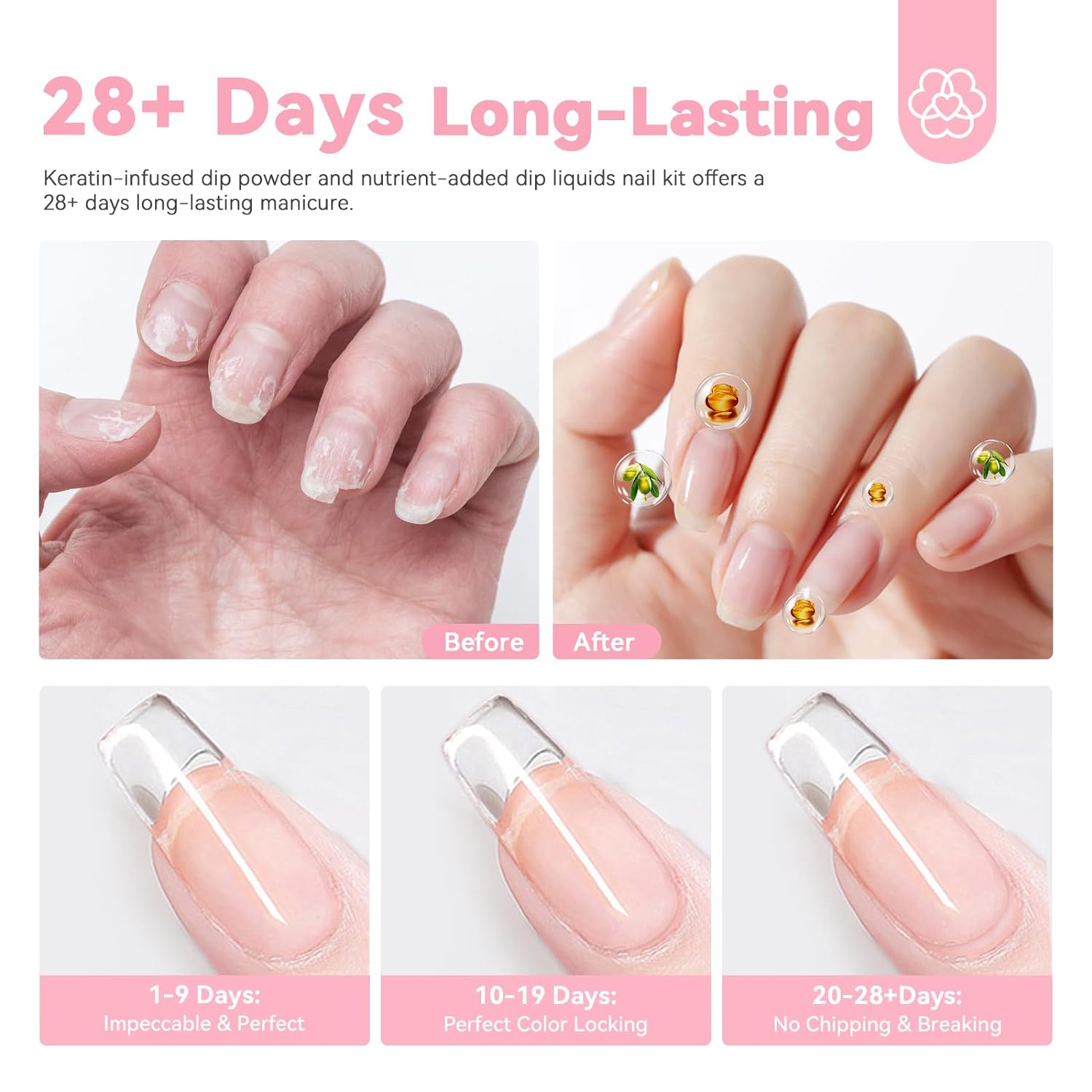 long lasting clear dip powder kit