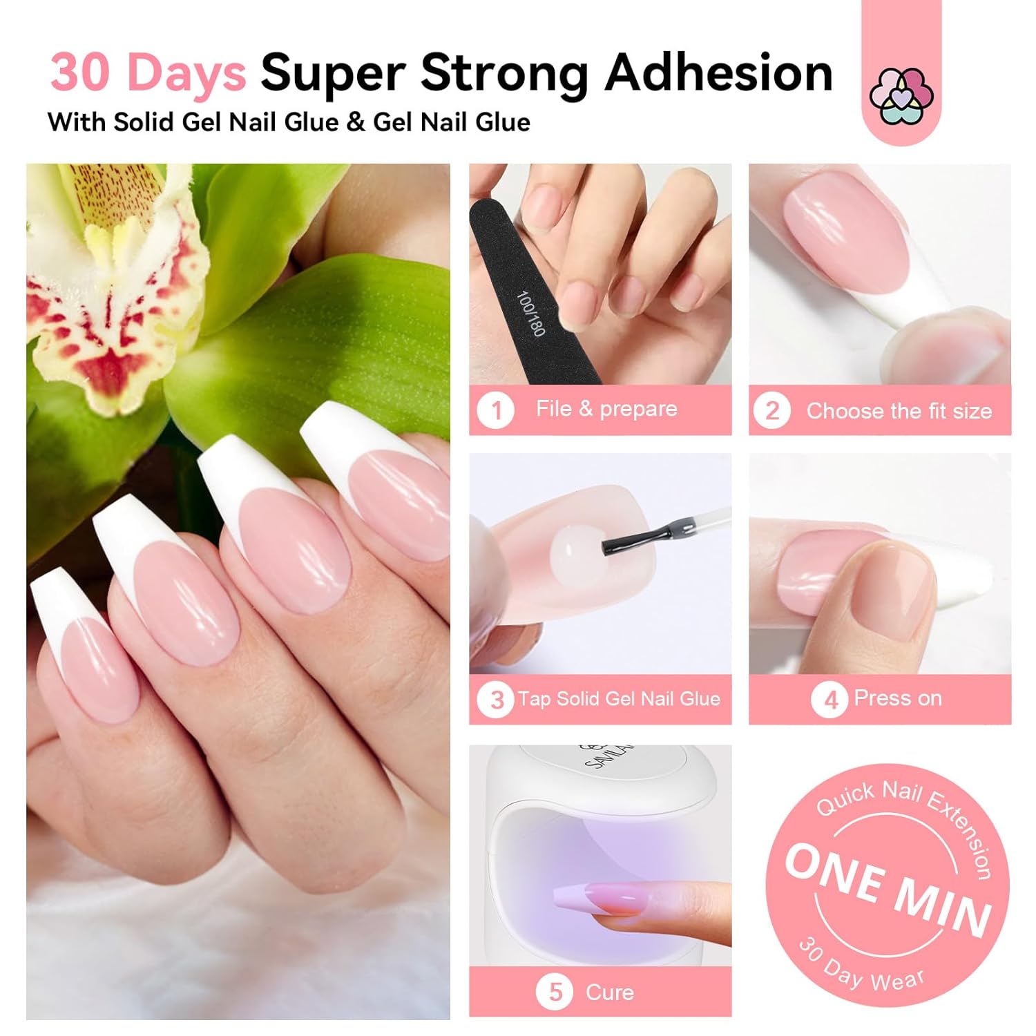 French Tip Press-On Nail Kit for Salon Results (Ships to US Only)