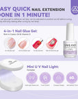 short coffin nail tips kit with lamp and glue gel