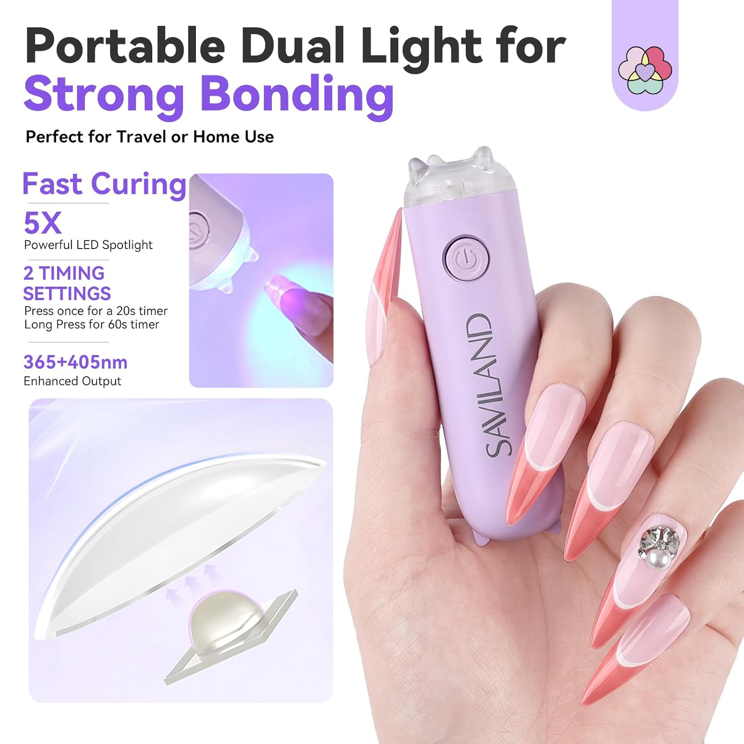 Nail Glue &amp; Remover Pen Kit  with led light