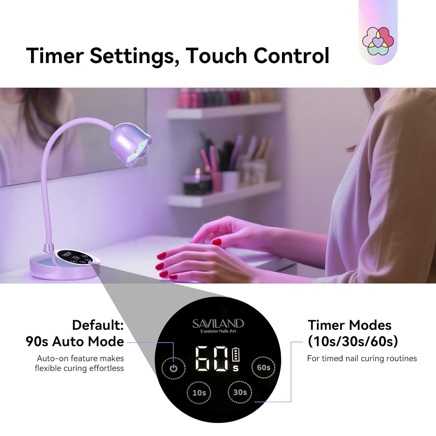 Pink Cordless UV Nail Lamp with 8-Second Fast Cure (Ships to US Only)
