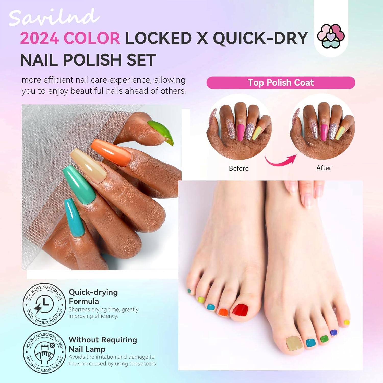 Saviland color locked x quick dry nail polish