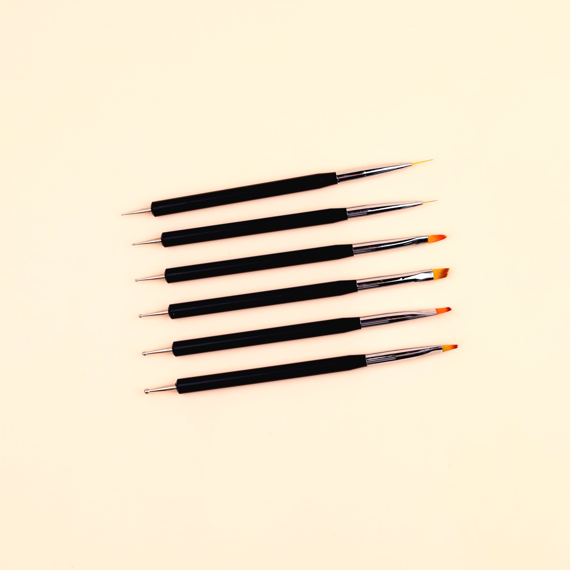 6PCS Double-End Nail Art Brush Set for Precision Designs