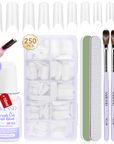French Nail Tips & Brush Kit for Easy Acrylic Extensions (Ships to US Only)