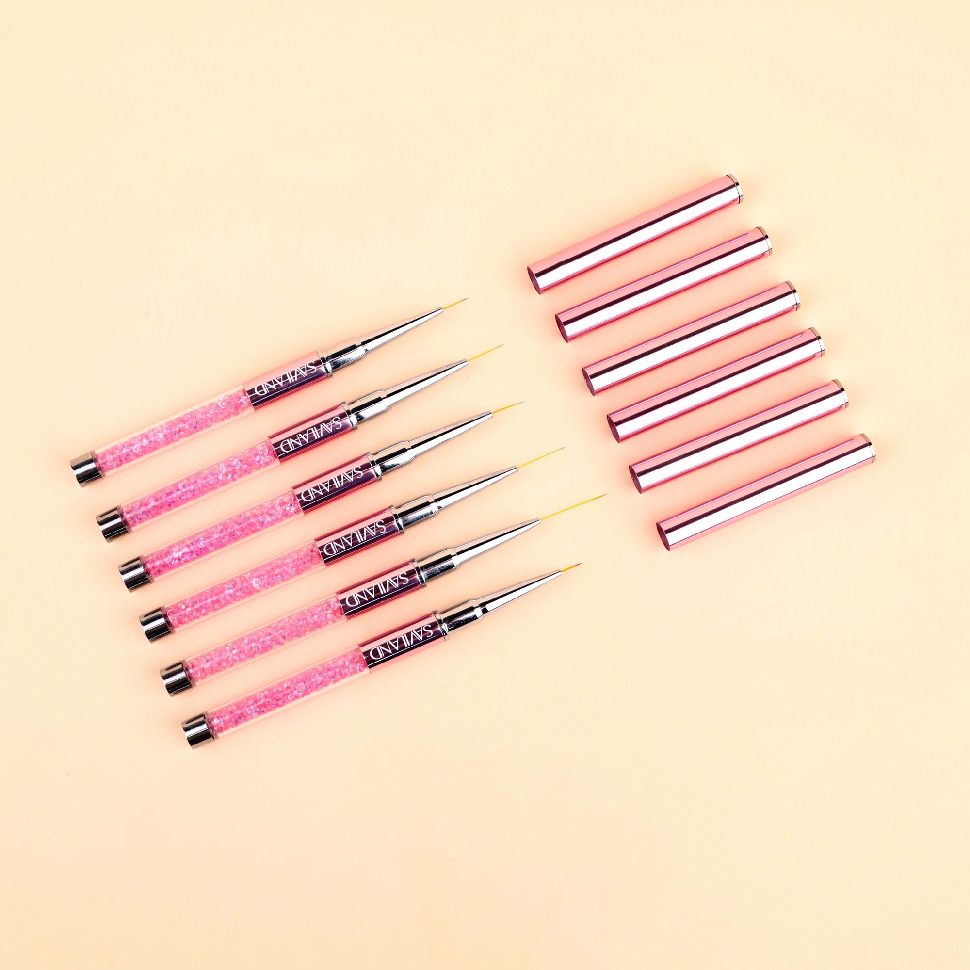 6PCS Rose Gold Art Nail Liner Brushes Set