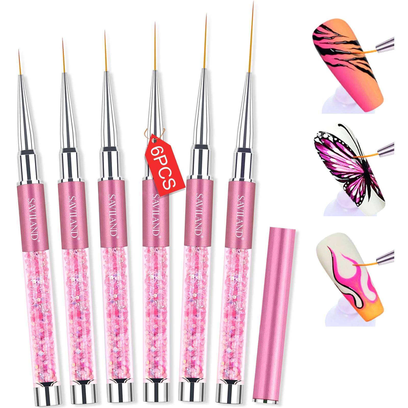 6PCS Rose Gold Art Nail Liner Brushes Set
