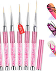 6PCS Rose Gold Art Nail Liner Brushes Set