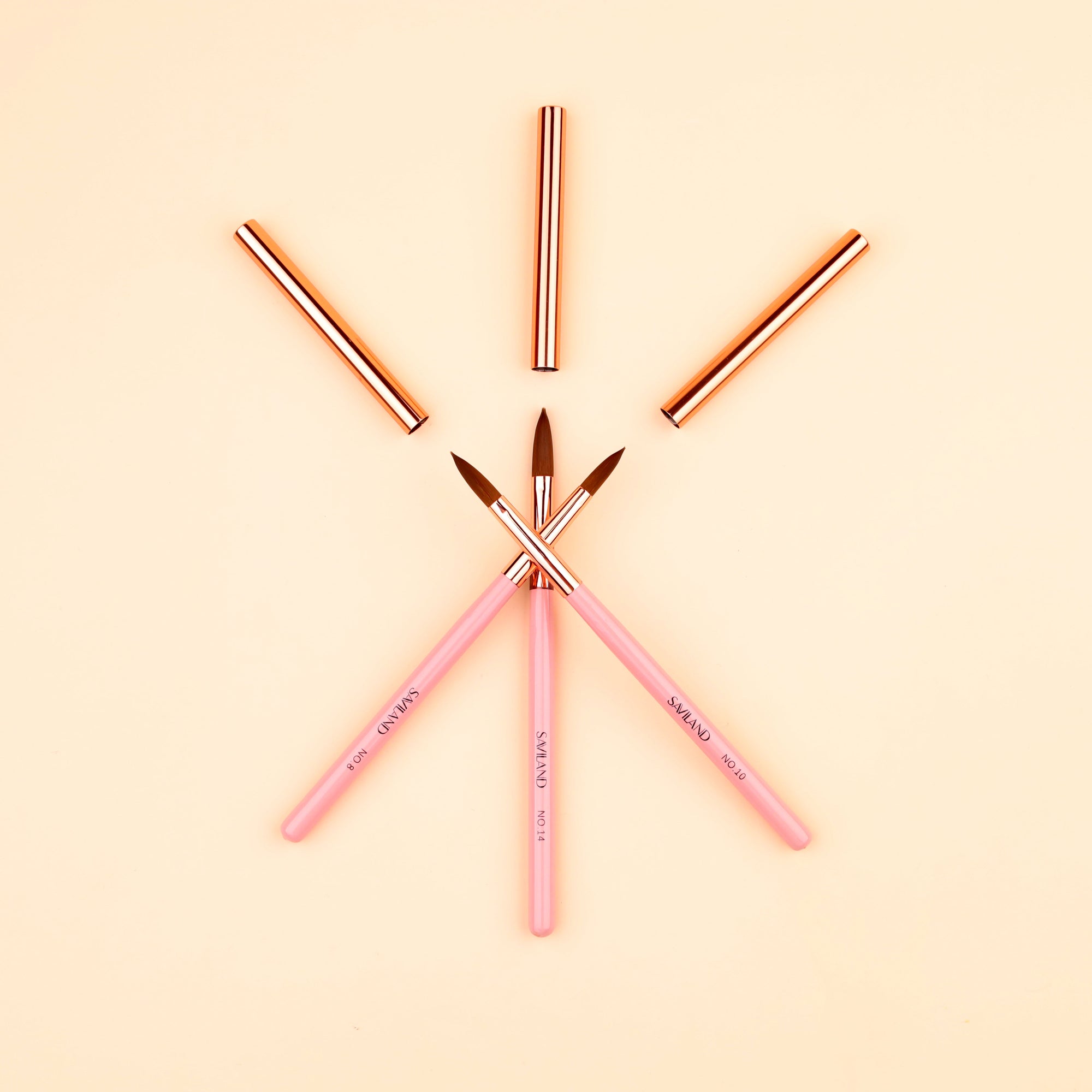 3PCS Kolinsky Acrylic Nail Brush Set with Pink Handles (Ships to US Only)