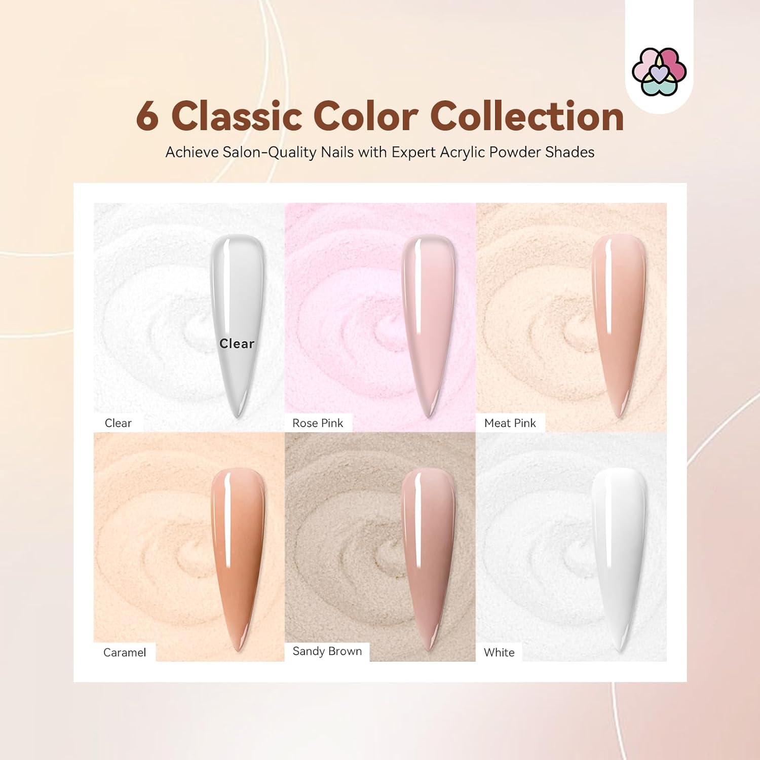 6 classic color acrylic powder set