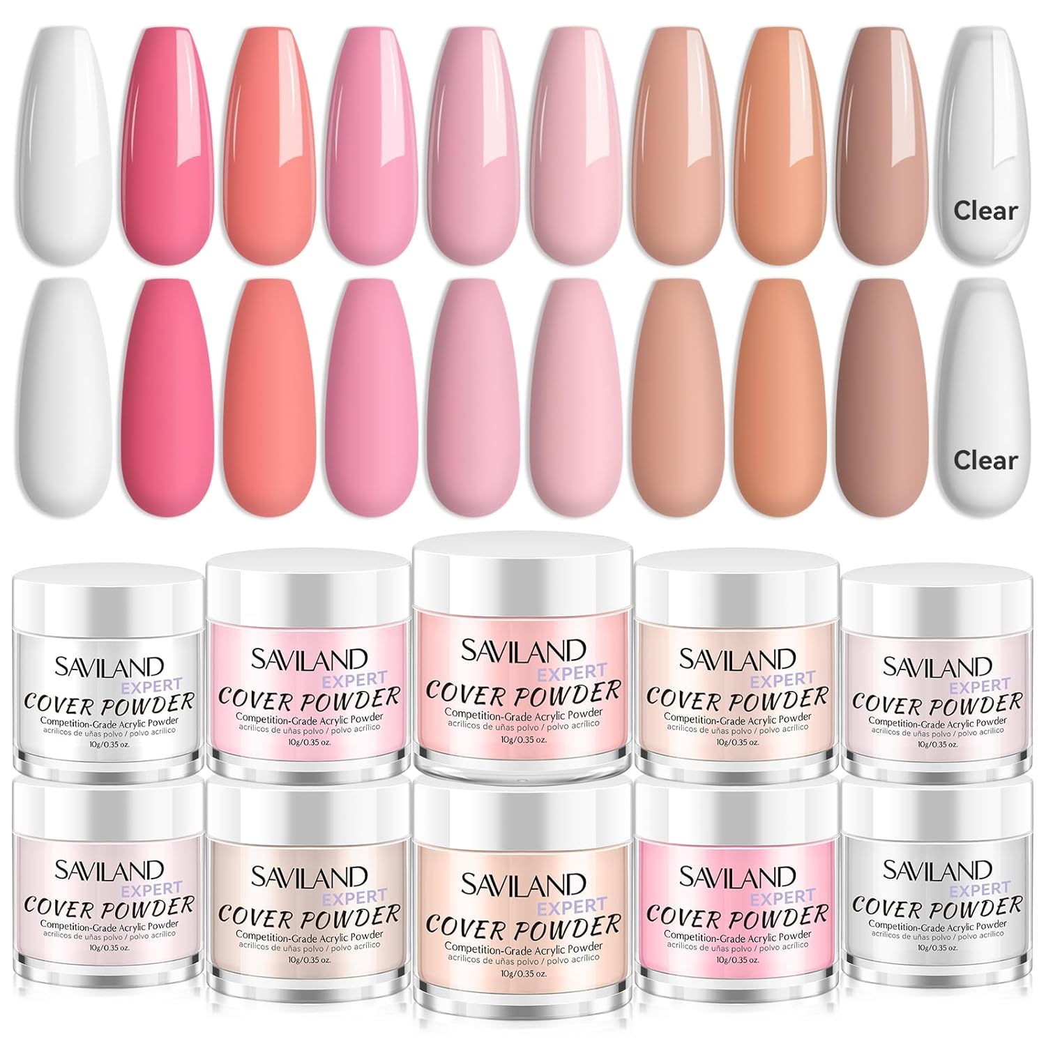 Saviland 10 colors acrylic powder set for beginners