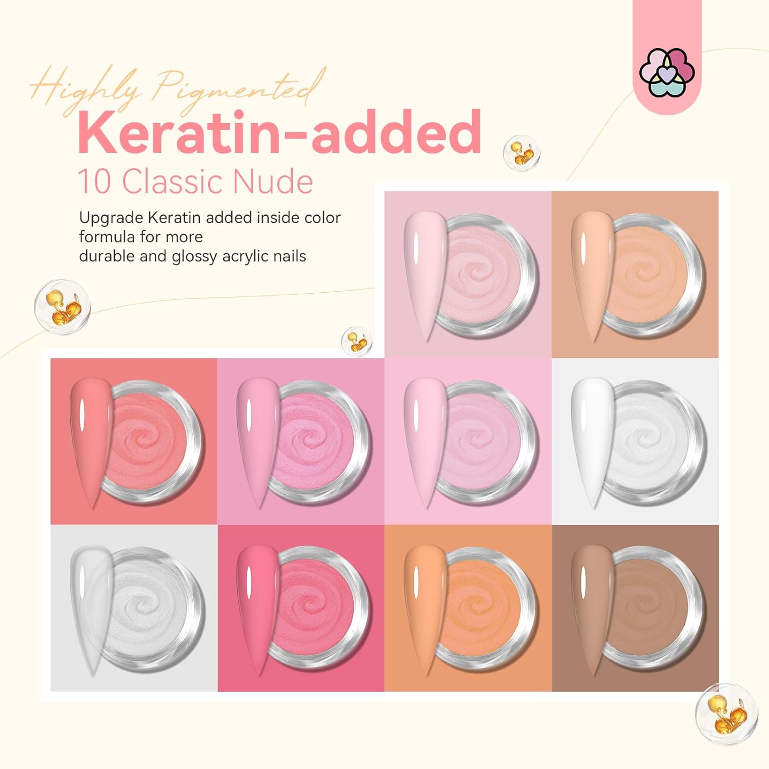10 colors ultra fine acrylic powder set