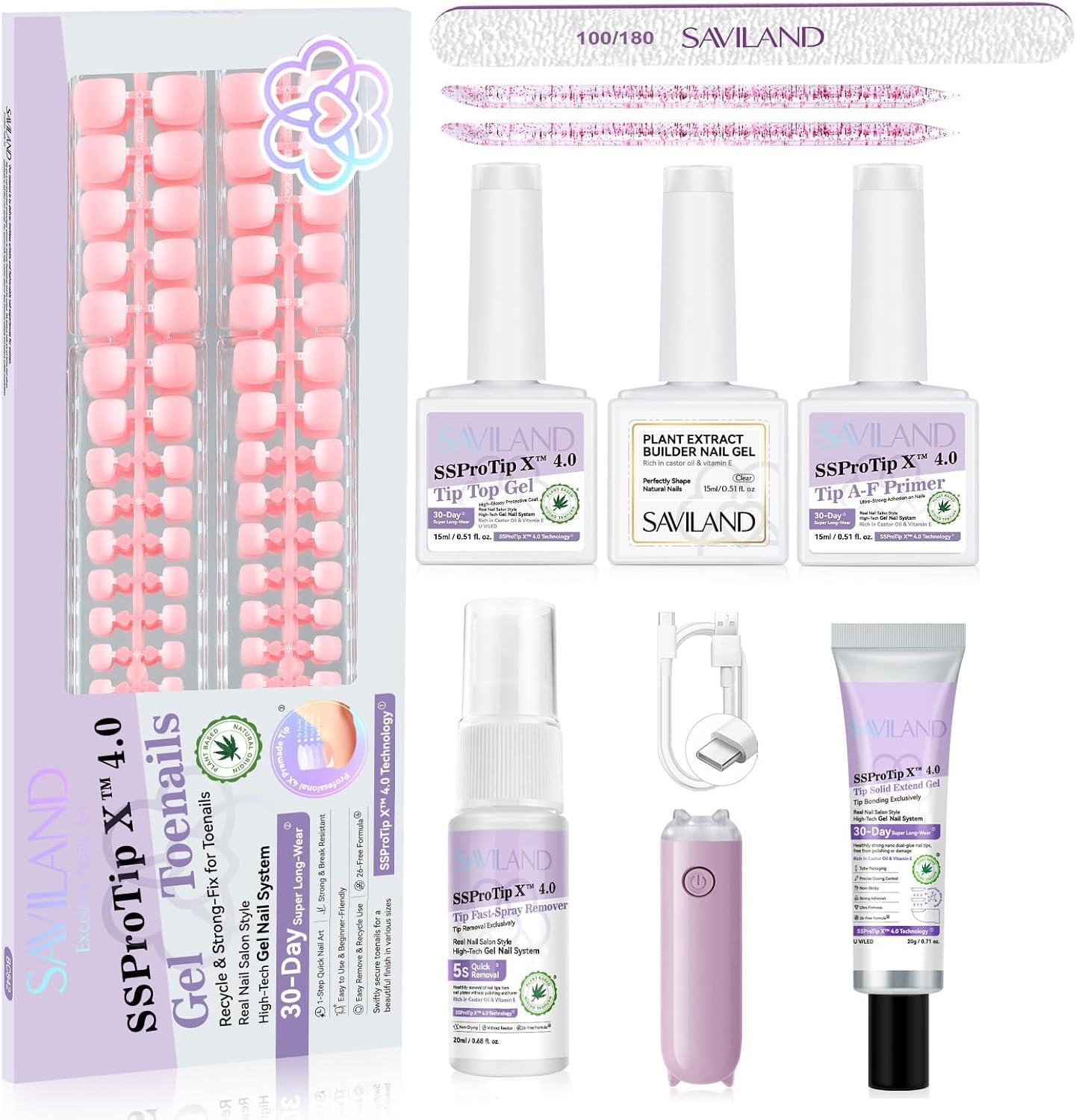 Toenails Ombre Press On Nails Kit with Full Tools