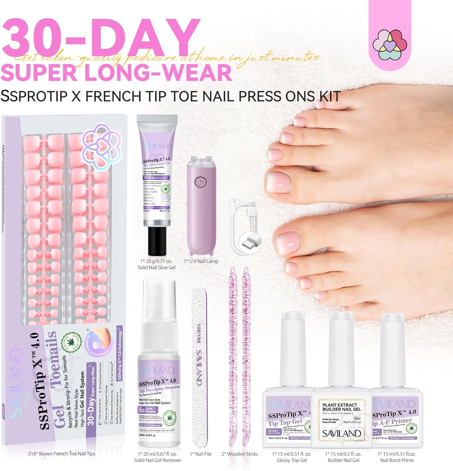 feet press on nails kit
