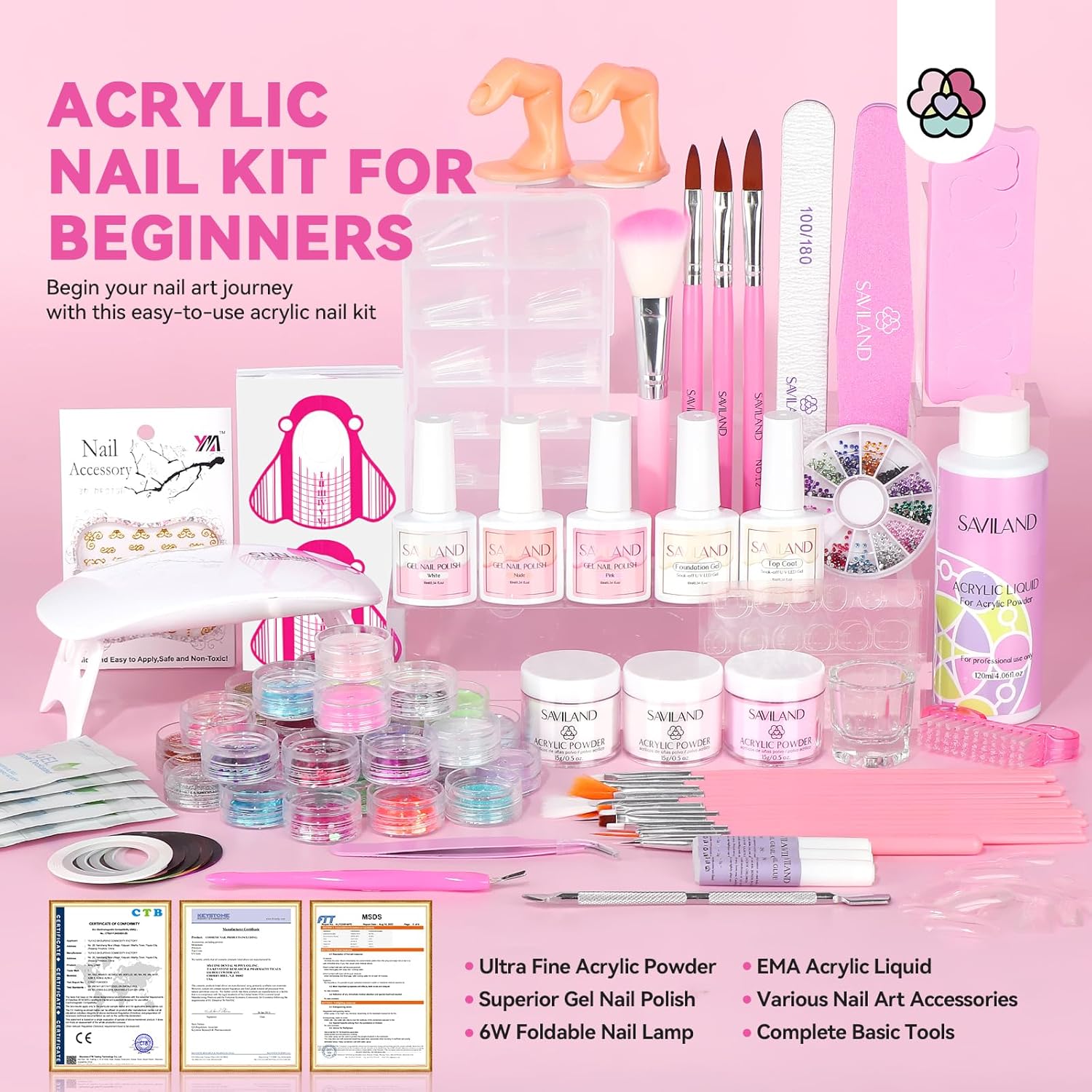 what's in the Saviland acrylic nail kit with everything