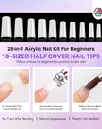 10 sizes nail tips in the best acrylic nail kit for beginners