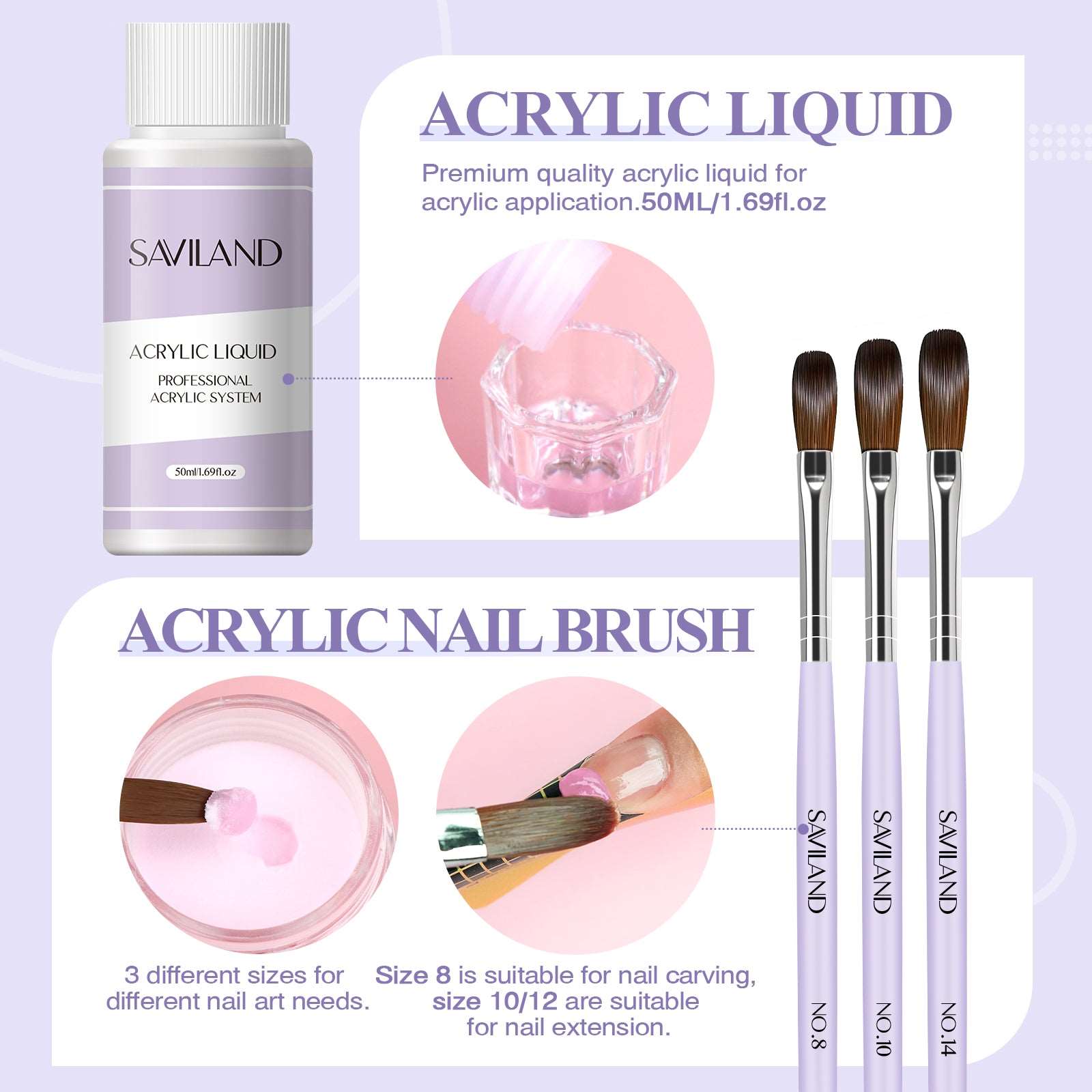 Saviland Acrylic Nail art Kit with acrylic liquid&amp;brushes