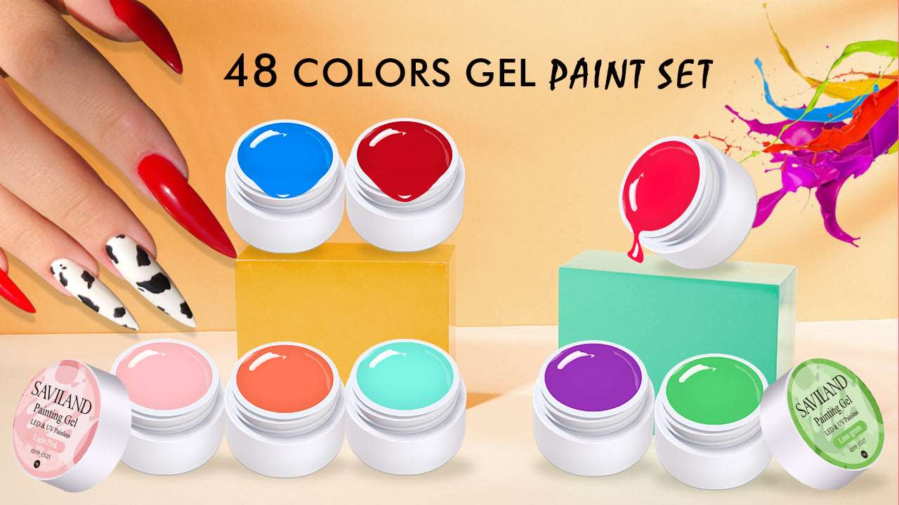48 Colors Gel Paint Nail Kit - Gel Nail Polish Kit with 15pcs Nail Brush