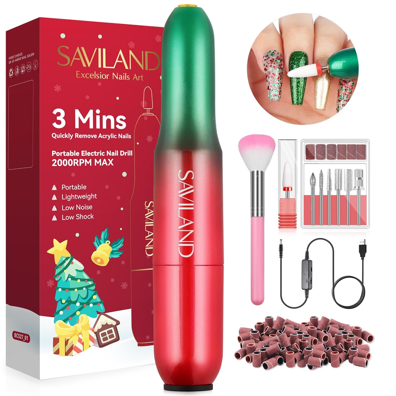 Saviland Christmas 20000 rpm nail drill for acrylic nails