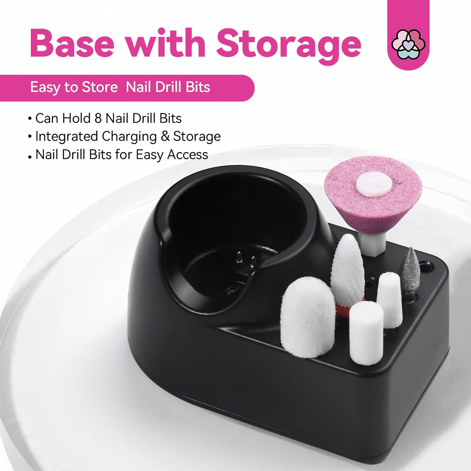 black nail drill with base with storage