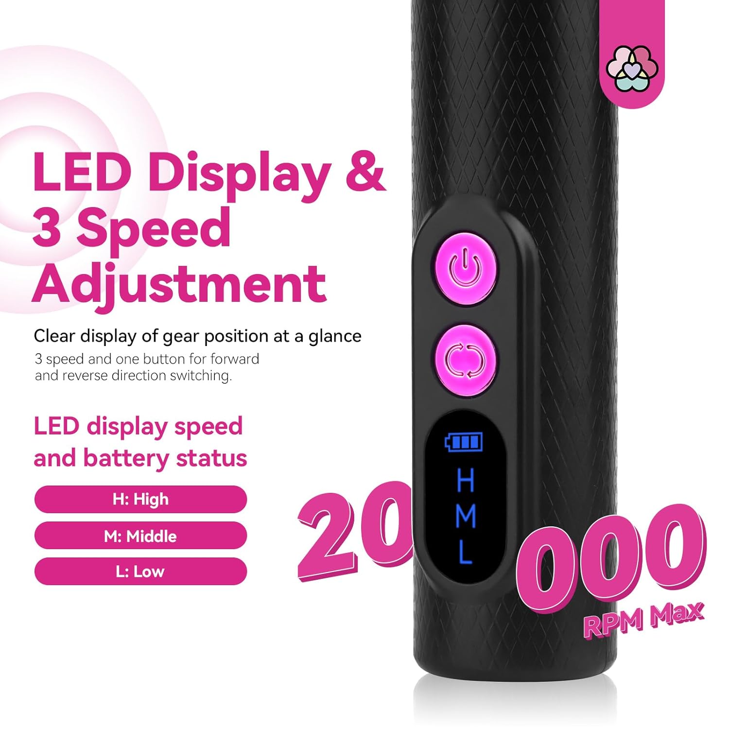 LED display -black nail drill
