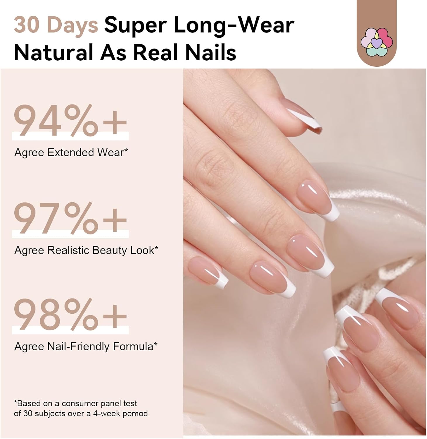 30 days long ware brown coffin french tip nails
