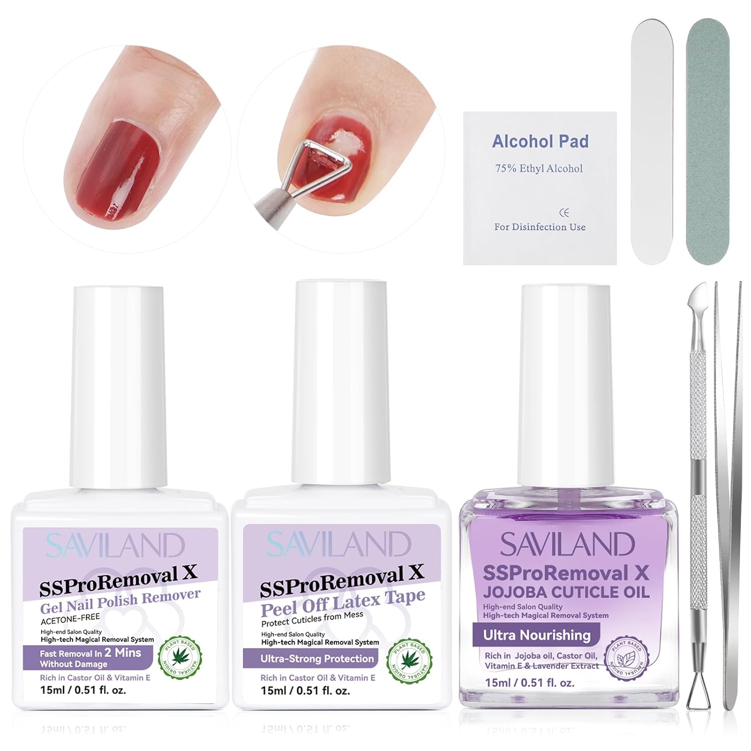SAVILAND Professional Gel Nail Polish Remover Kit without Acetone