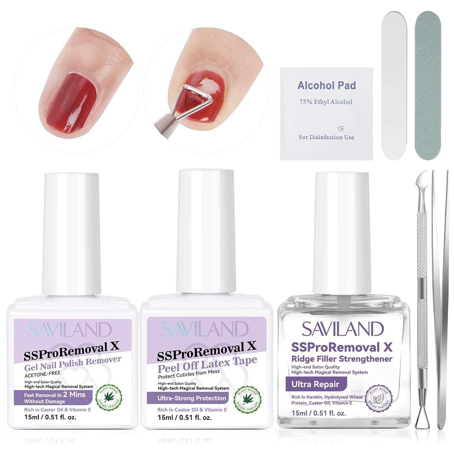 Gel Polish Remover Kit with Nail Strengthener