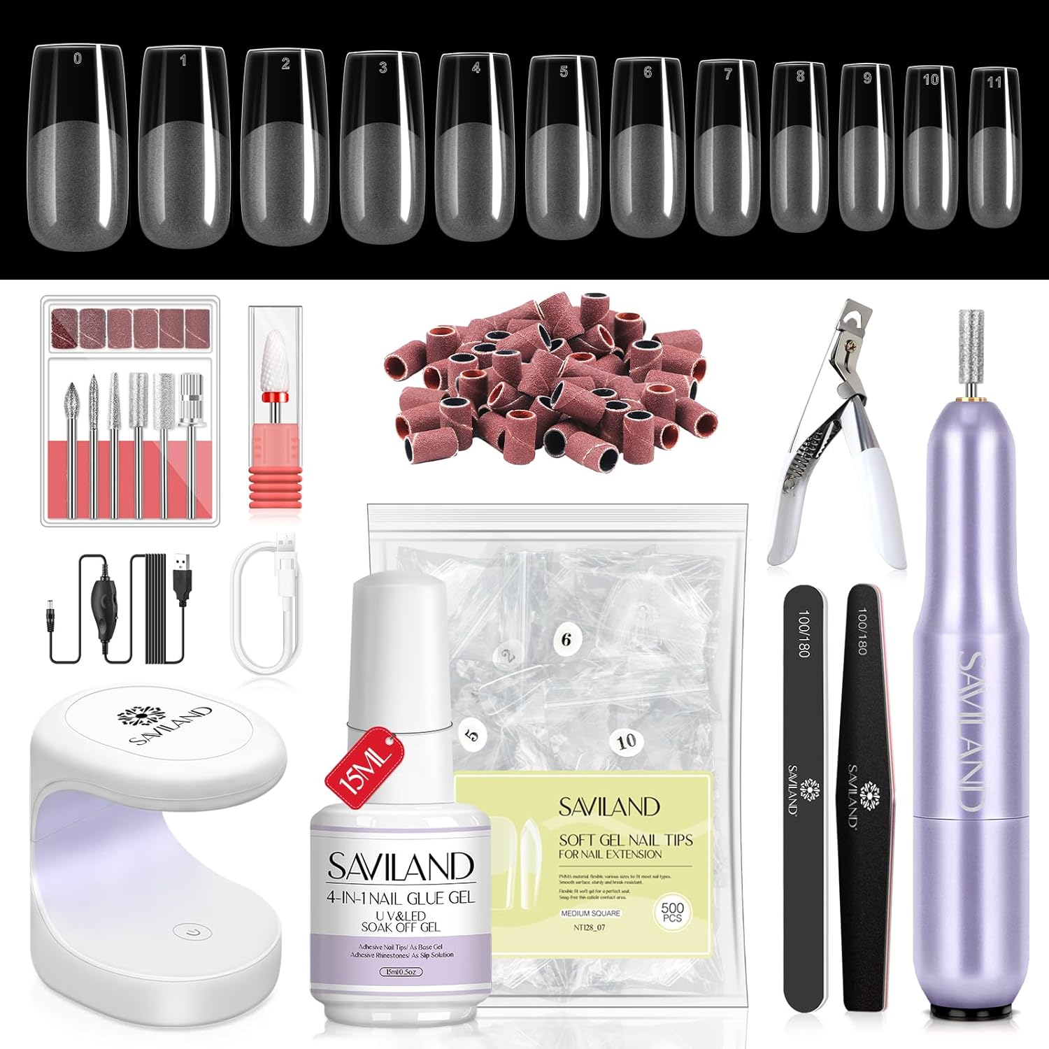 Professional Square Gel Nail Kit with Nail Drill