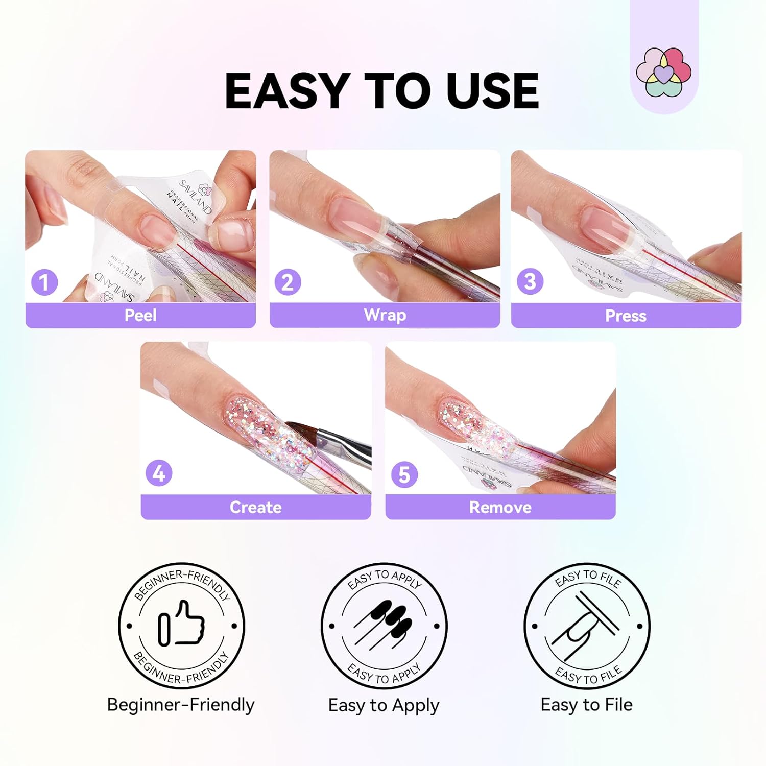 how to use the Saviland reusable nail forms