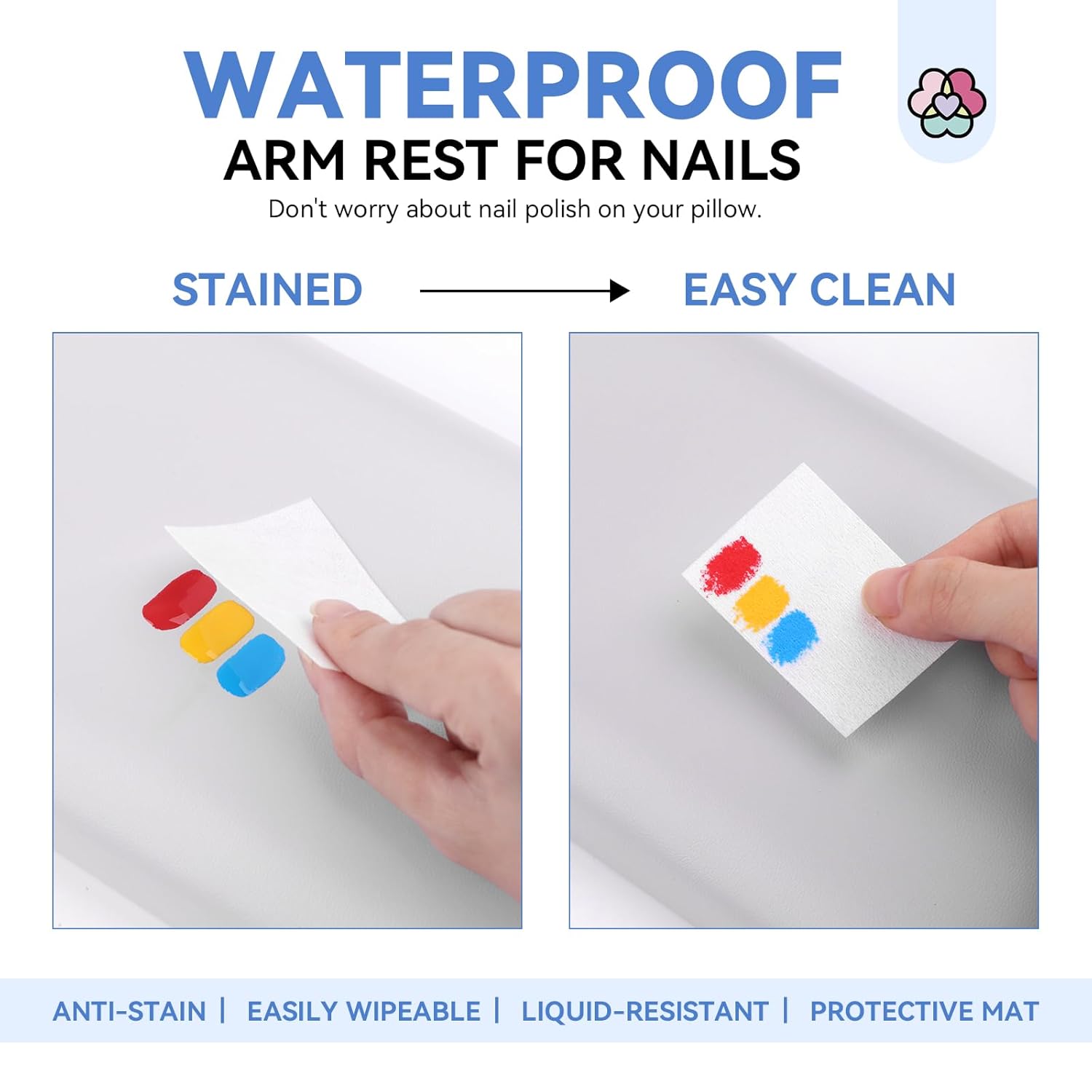 easy clean arm rest for nail techs
