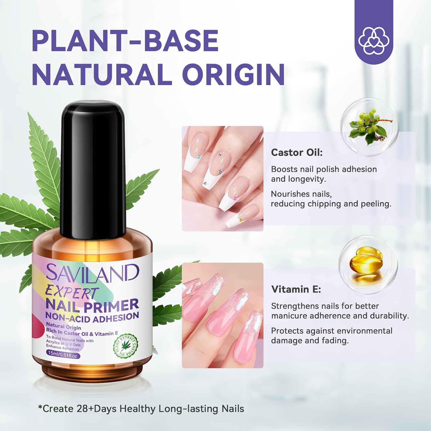 non acid nail primer with castor oil and Vitamin E