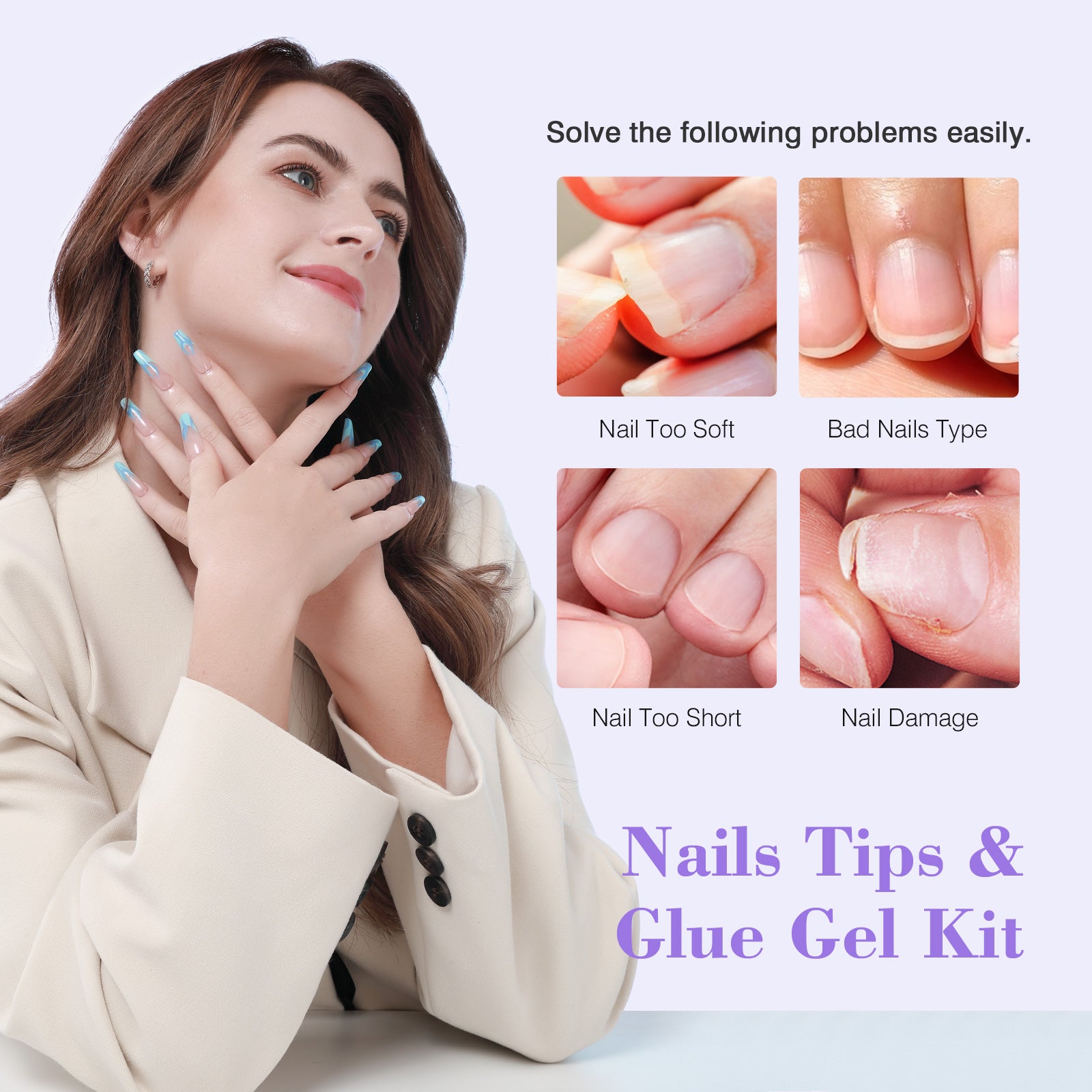 nail tips and glue gel kit