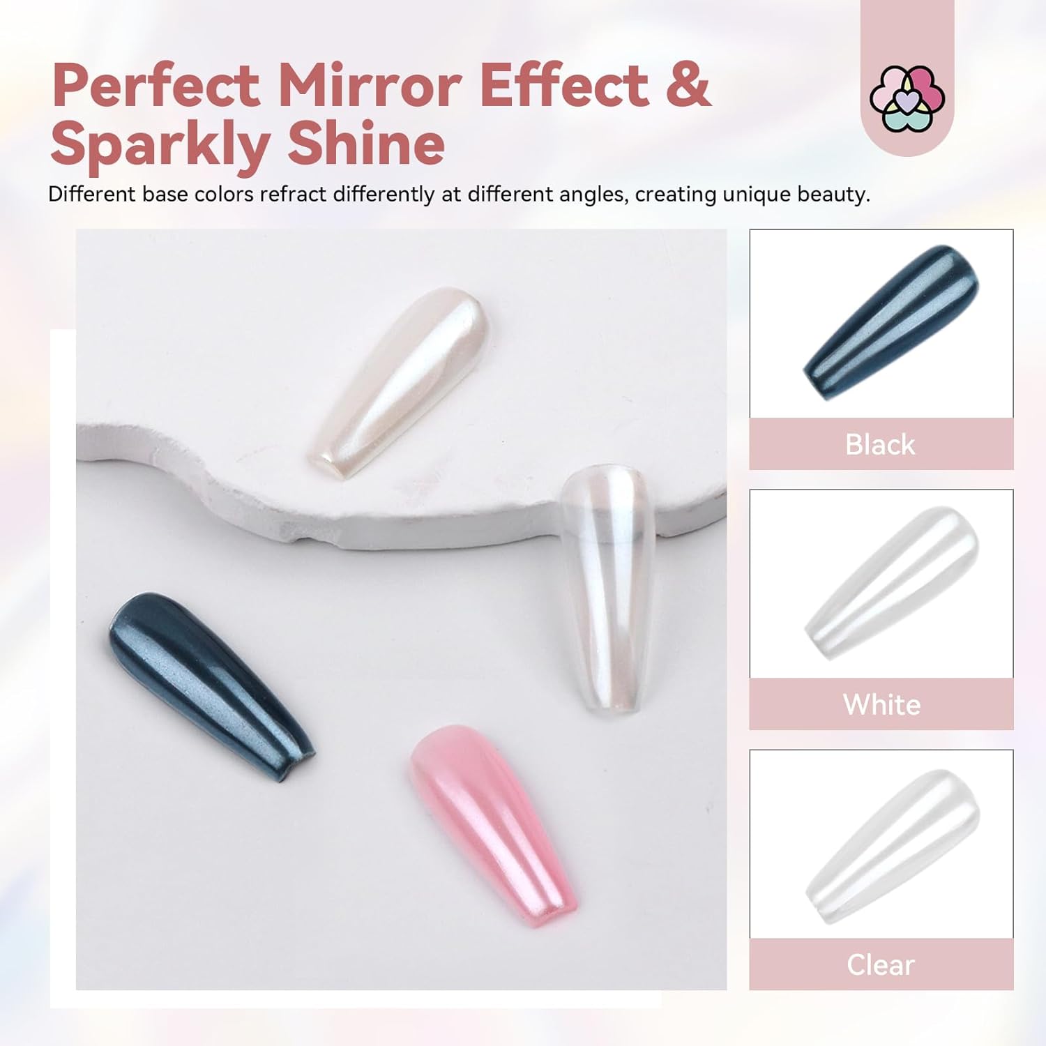 perfect mirror effect White Pearl Chrome Nail Powder