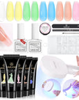 pink series poly gel nail kit with uv light