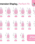 different sizes pink ombre press on nails kit