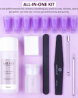 Complete Gel Nail Remover Kit with 500 Cotton Pads (Ships to US Only)