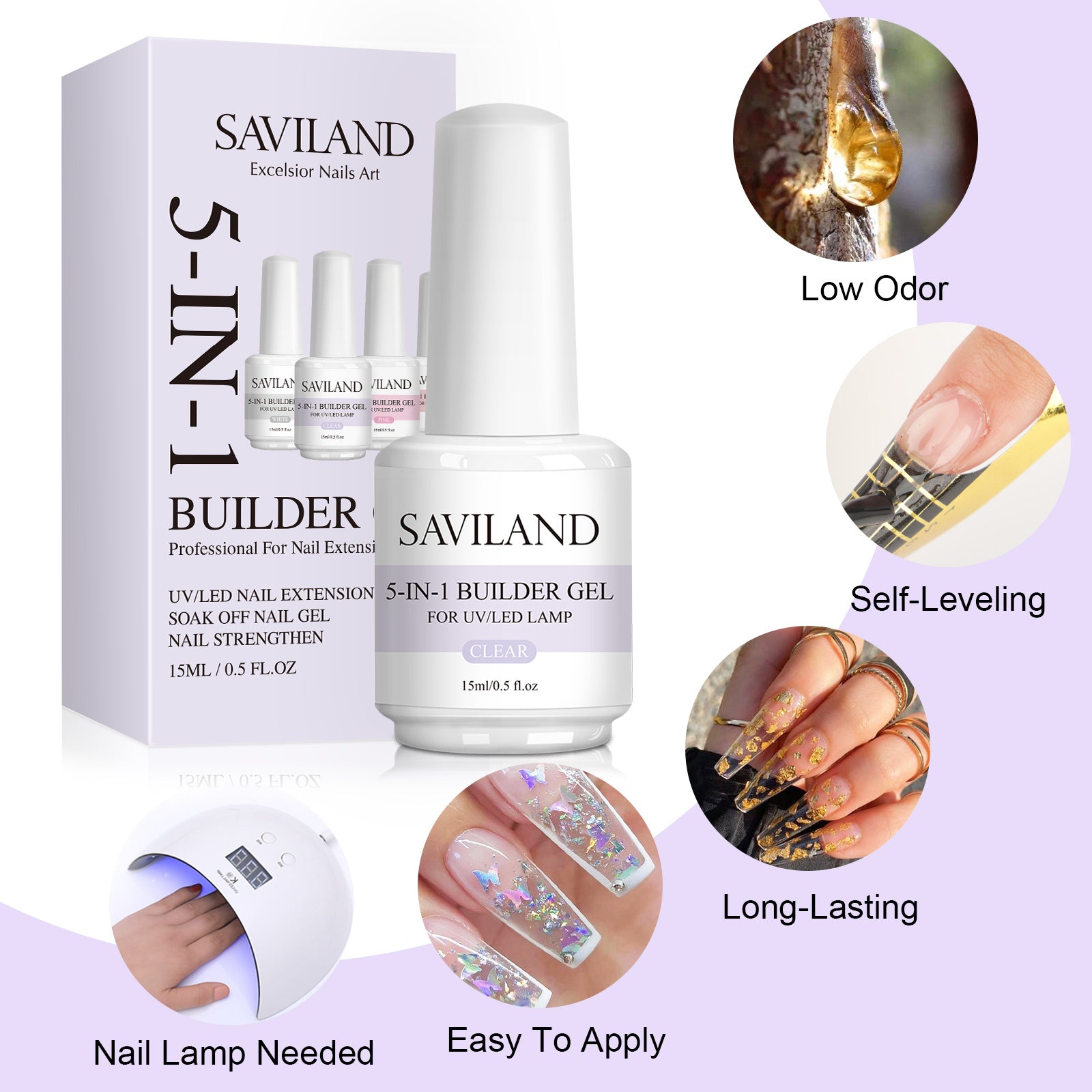 Clear 5-in-1 Builder Gel for Nail Repair &amp; Extensions