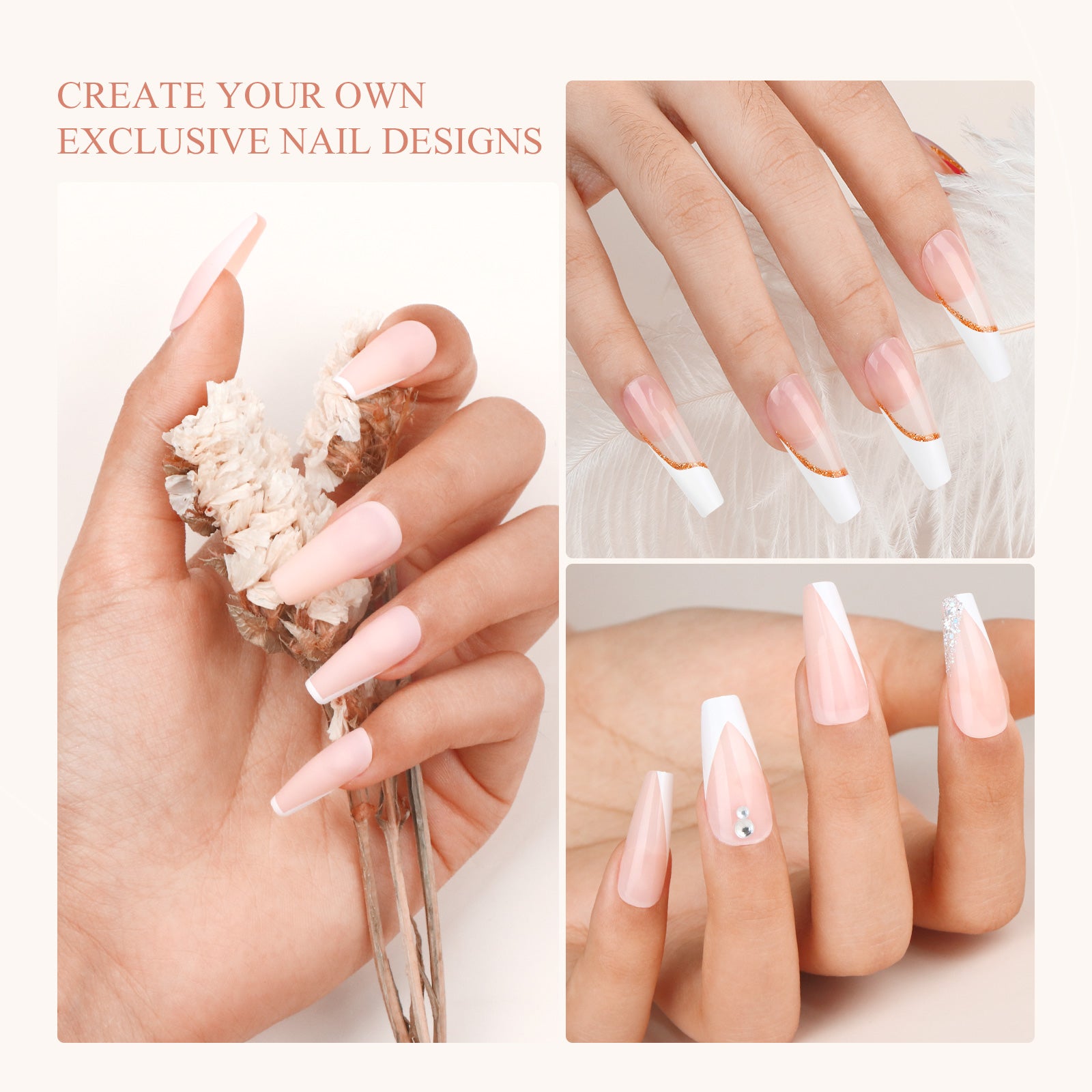 nice french nails design by Saviland nail stamping set